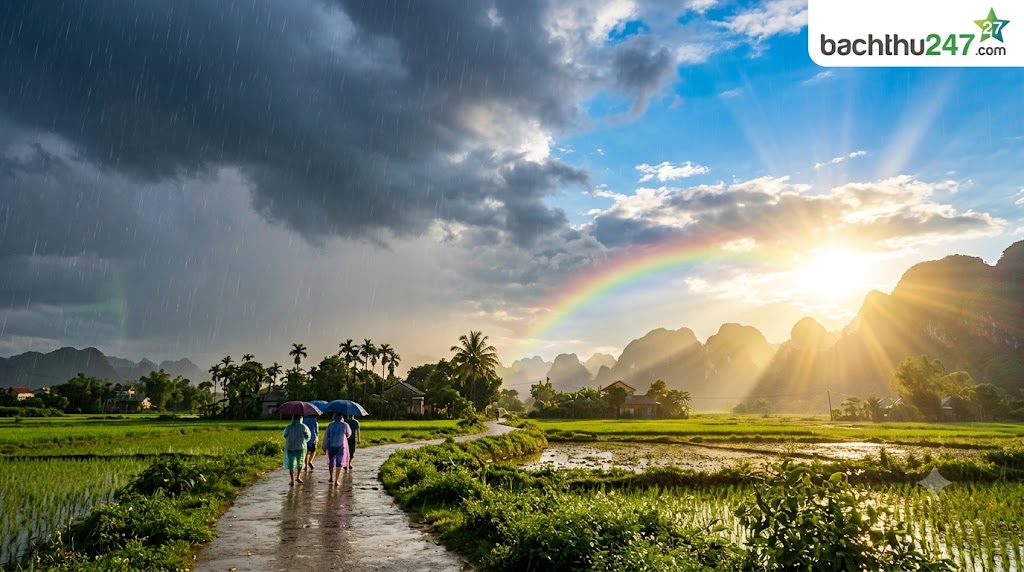 Mơ thấy trời đang mưa tự nhiên nắng lên